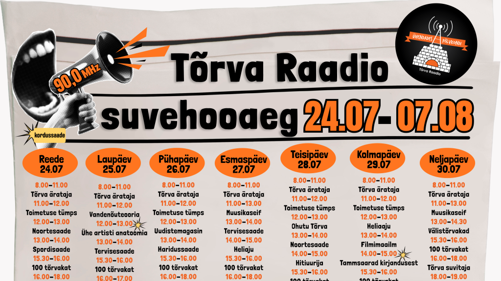 Tõrva Raadio suvehooaja kava 2026