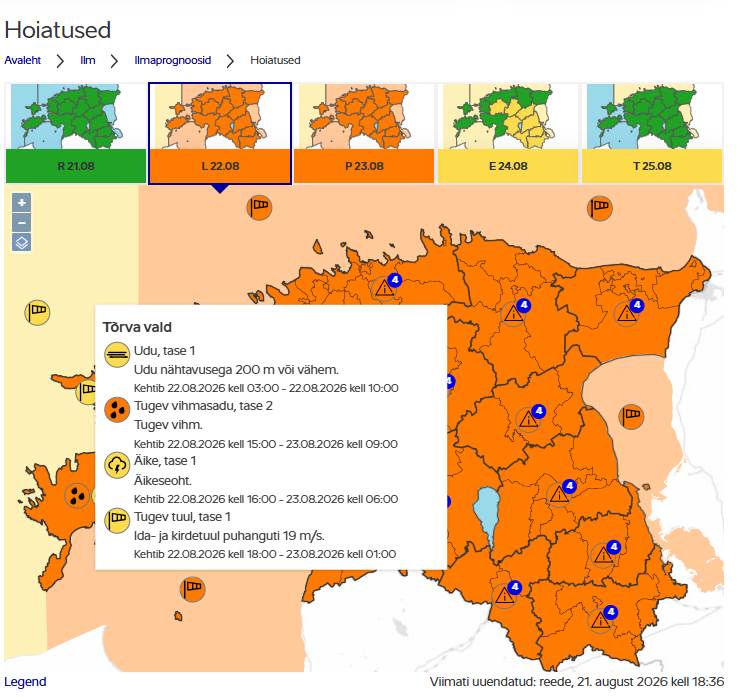 Keskkonnaagentuuri hoiatused