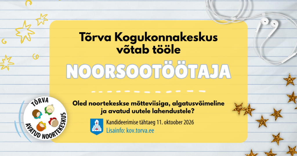 Tõrva Kogukonnakeskus võtab tööle noorsootöötaja