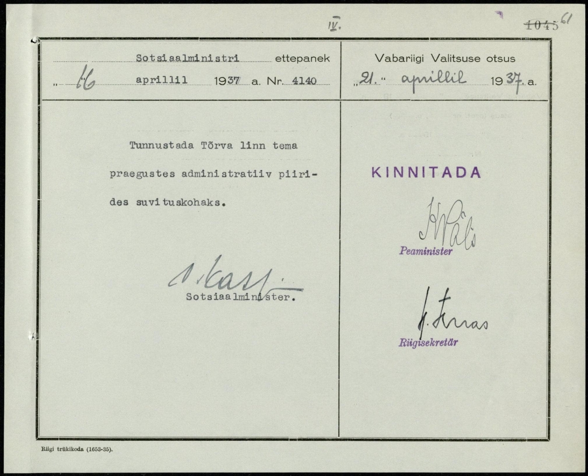 Vabariigi Valitsuse otsus