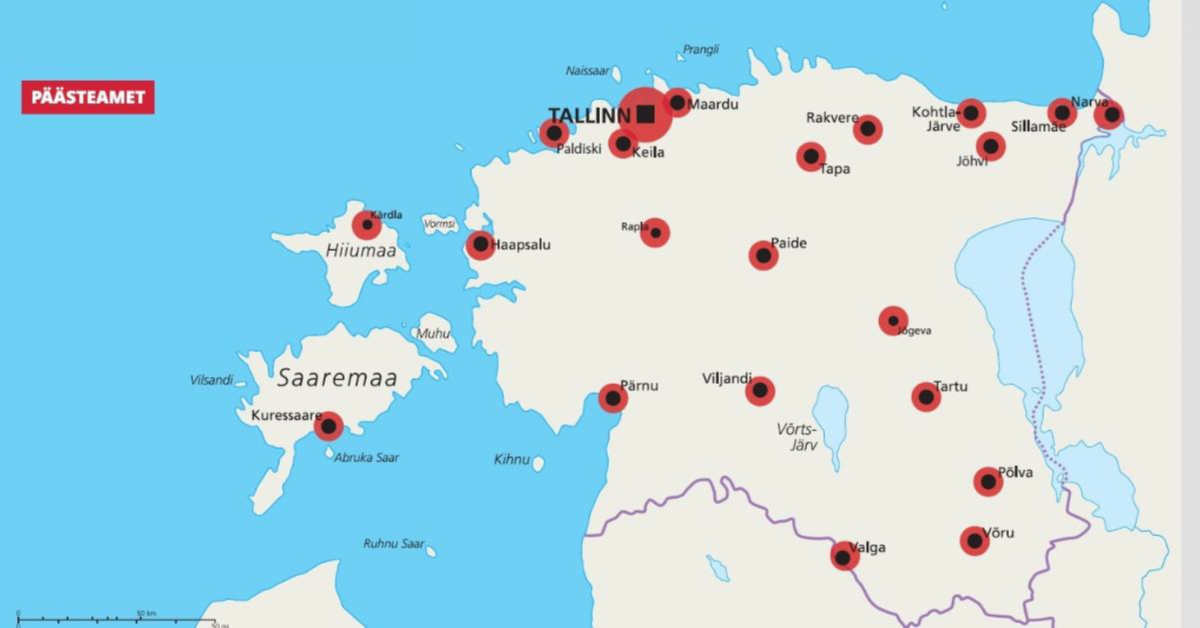 Sireenide asukohad Eesti kaardil