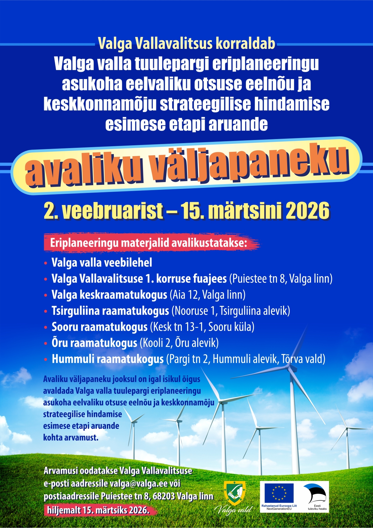 Poster 2026 Tuulepargi Eriplaneeringu Avalik Väljapanek
