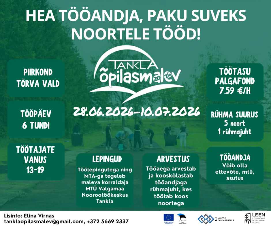 Tankla Õpilasmalev otsib tööandjaid