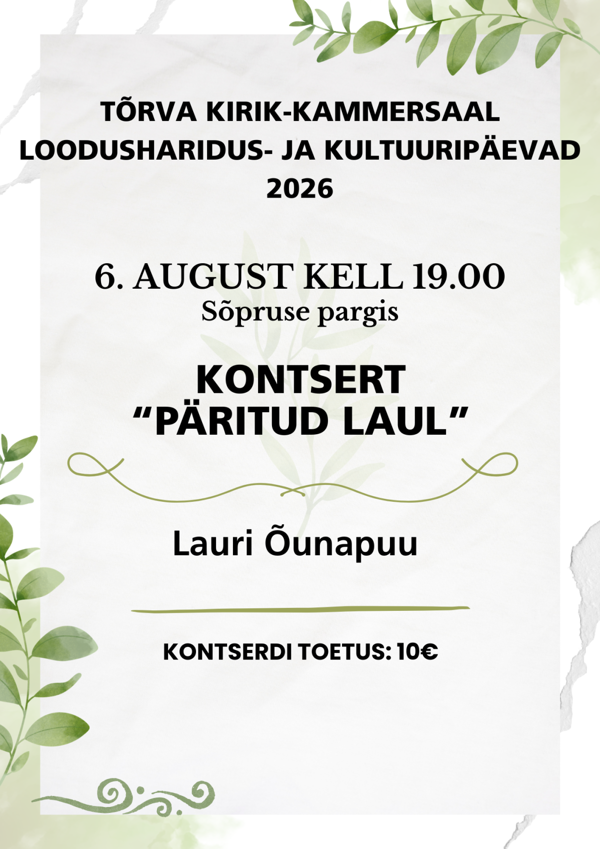 "Päritud laul" kontserdiplakat