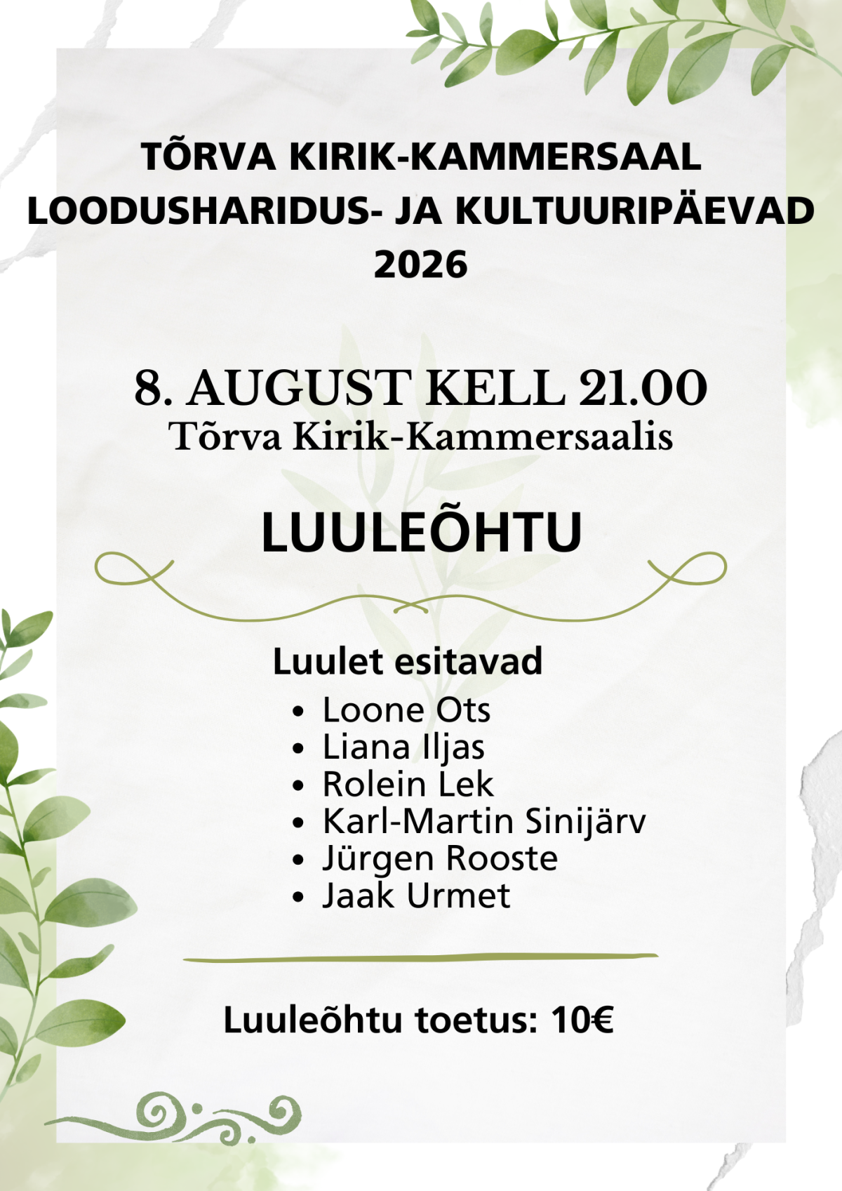 Pildil on kujutatud luuleõhtu plakatit 