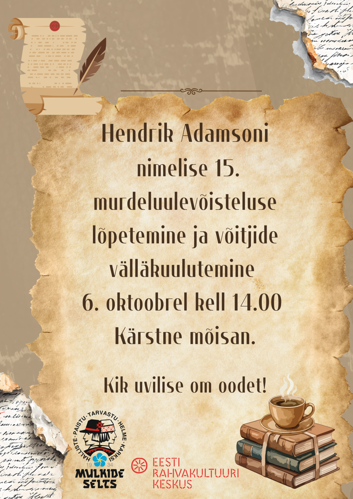 Pildil on Hendrik Adamsoni luulevõistluse kujundus