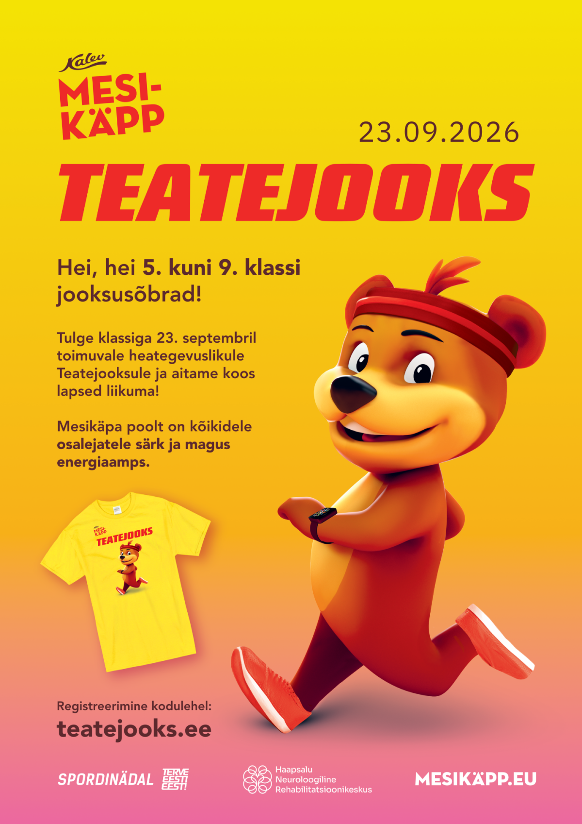 Pildil on kujutatud Mesikäpa teatejooksu plakatit