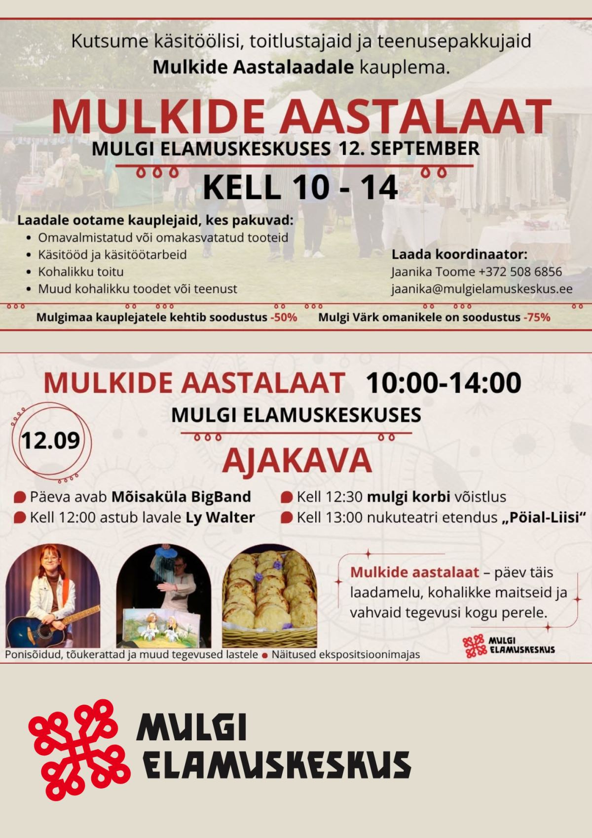 Pildil on kujutatud Mulkide aastalaada plakatit ning ajakava