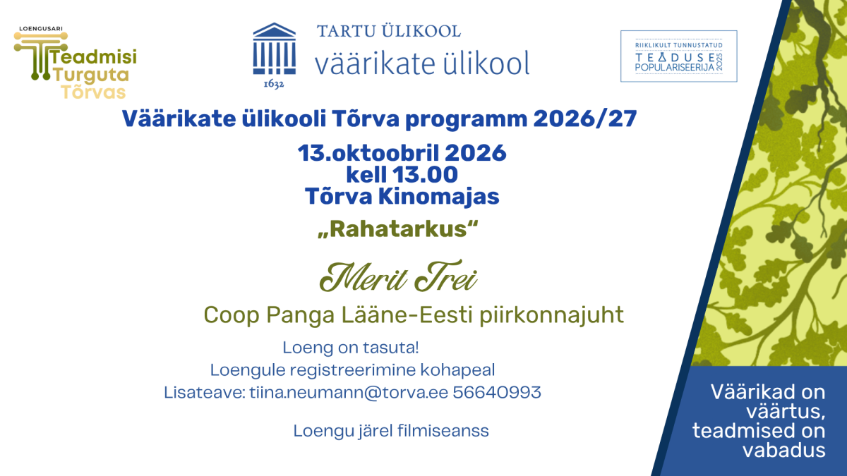 "Rahatarkuse" väärikate ülikooli loengu plakat