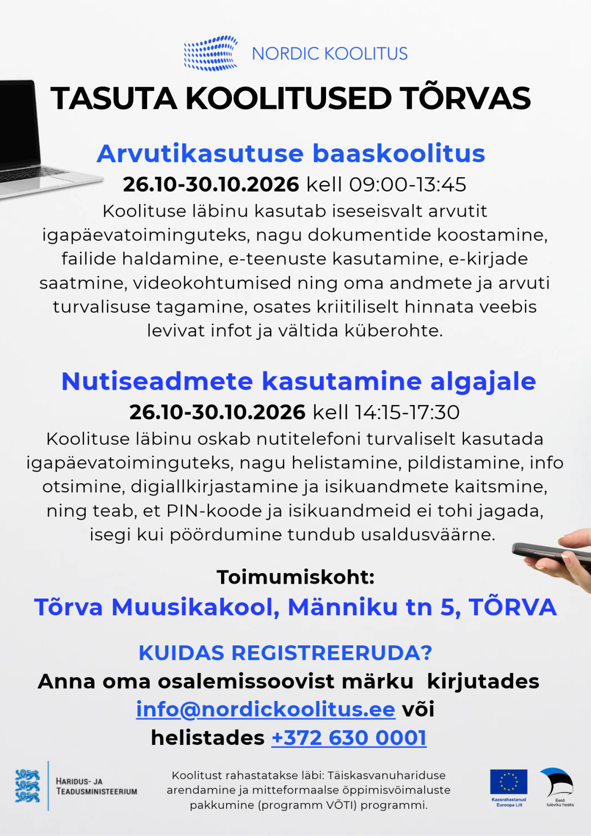 Tasuta koolitused Tõrvas