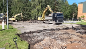 Pildil on kujutatud KEK-i linnaosa uue spordiväljaku rajamist