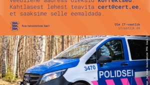 Pildil politseiauto ja üleskutse petulehest teavitama