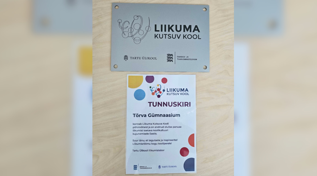 Pildil on kujutatud Liikuma Kutsuva Kooli vapikooli tiitlit